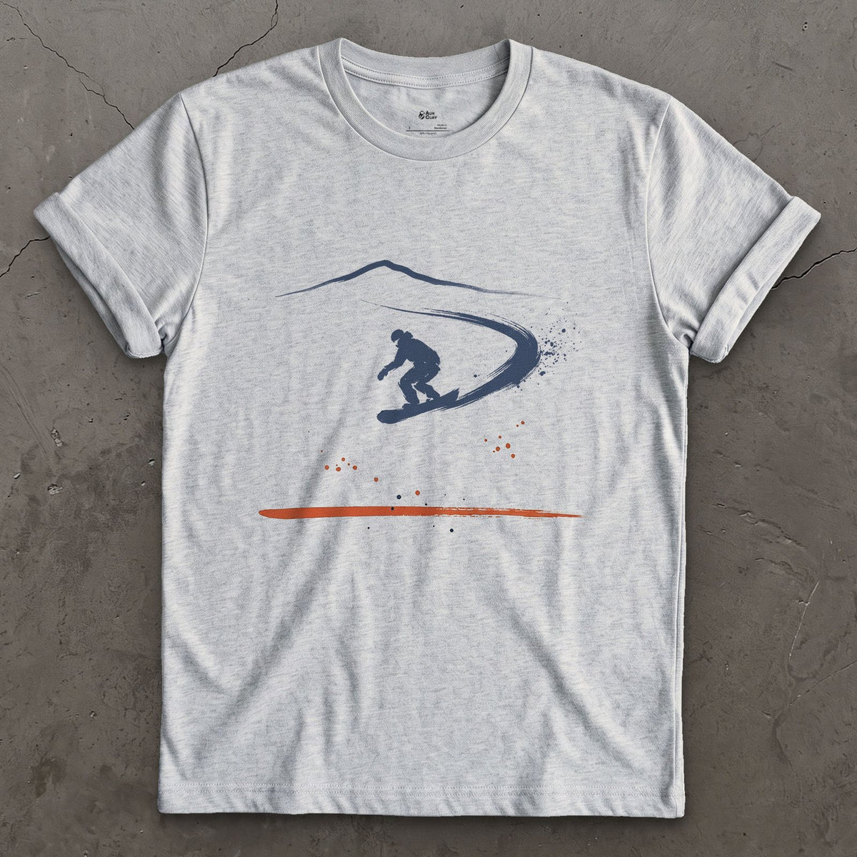 Snowboard Carve design on a Sport Grey Gildan Softstyle t-shirt
