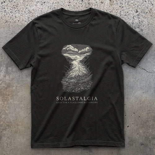Solastalgia, Grief for a Place That is Changing design on a Black Gildan Softstyle t-shirt