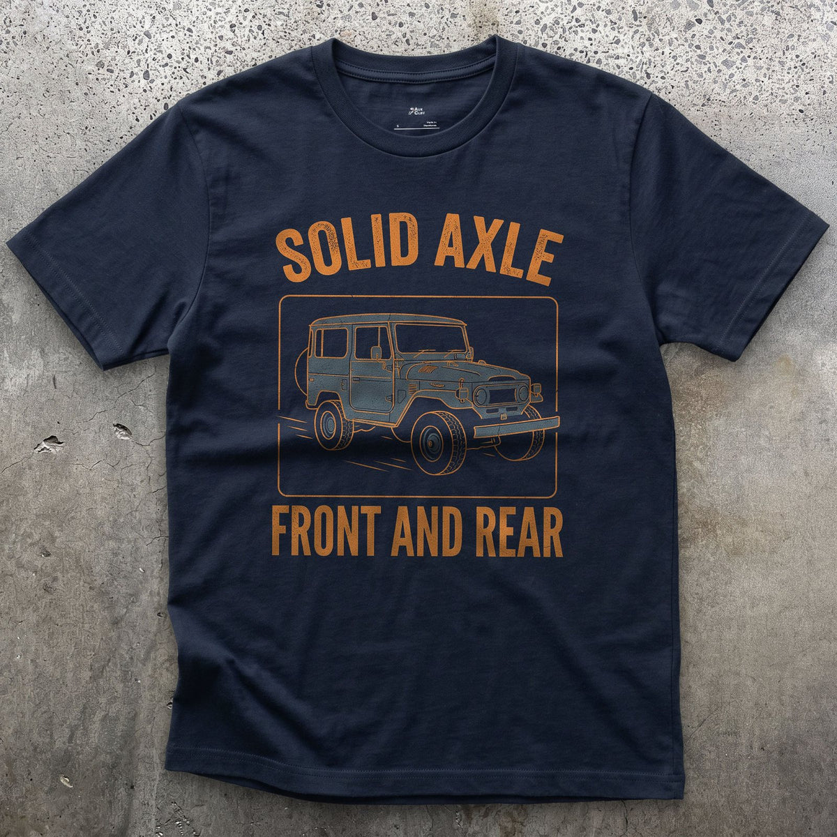 Solid Axle Front and Rear on a 4x4 Wagon design on a Navy Gildan Softstyle t-shirt