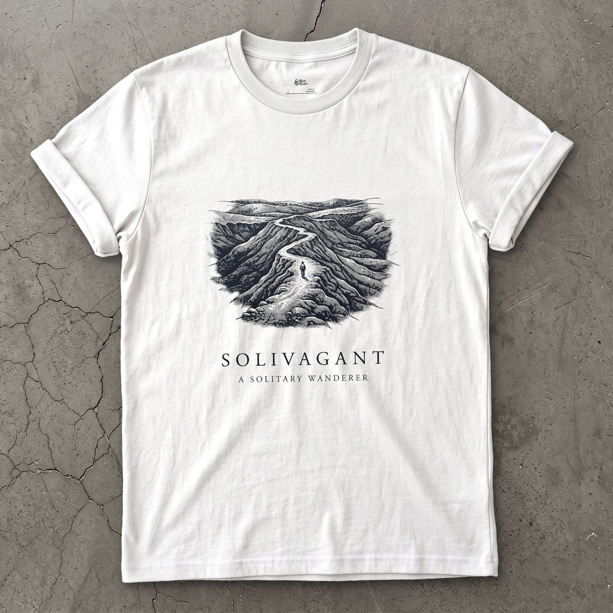 Solivagant, a Solitary Wanderer design on a White Gildan Softstyle t-shirt
