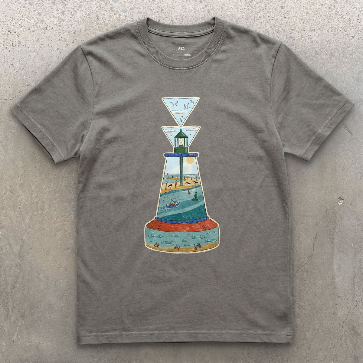 South Cardinal, Warm Estuary design on a Charcoal Gildan Softstyle t-shirt