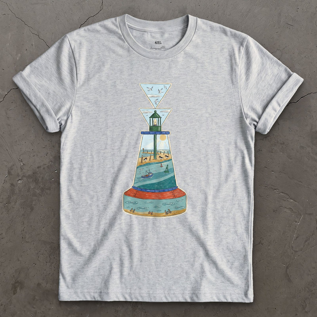 South Cardinal, Warm Estuary design on a Sport Grey Gildan Softstyle t-shirt