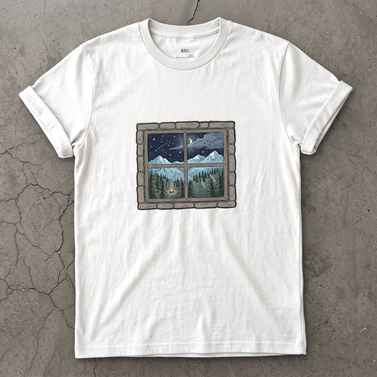 Storm Clearing, Seen From the Hut Window design on a White Gildan Softstyle t-shirt
