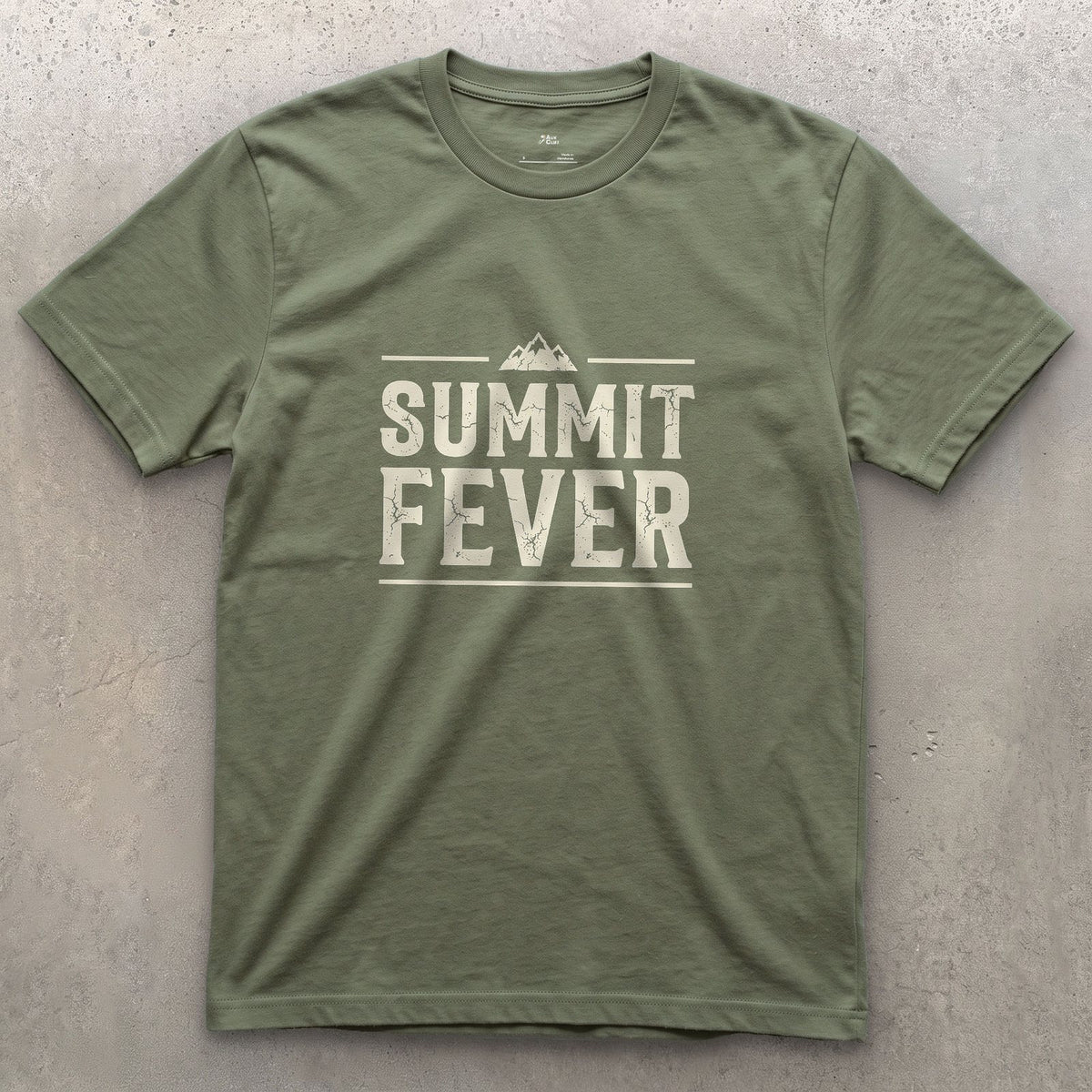 Summit Fever Ends at the Turnaround Point design on a Military Green Gildan Softstyle t-shirt