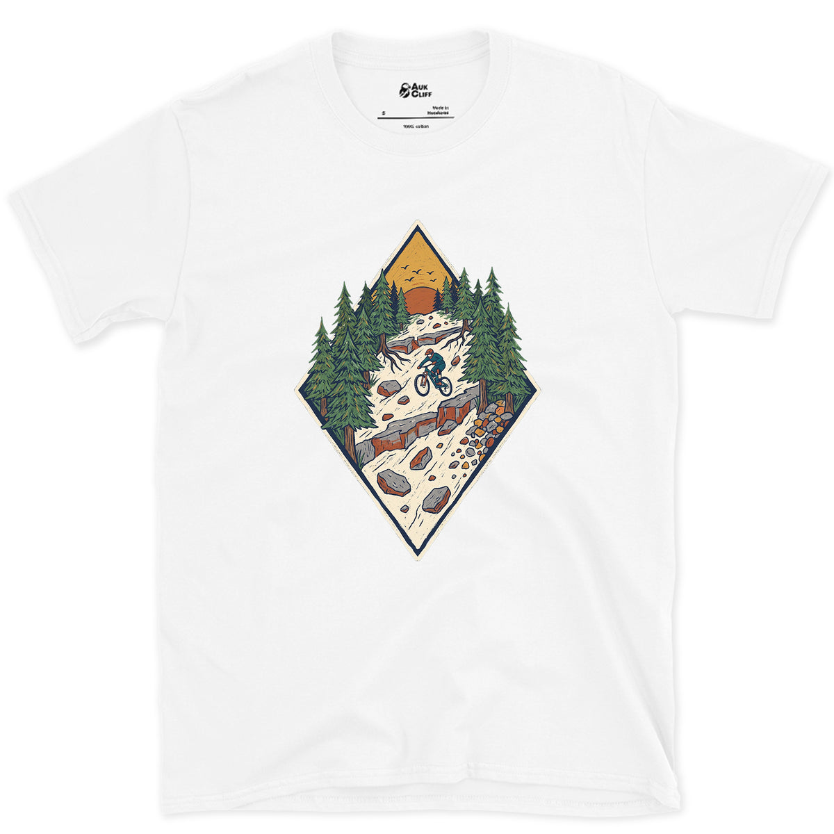 The Chute Behind the Diamond design on a White Gildan Softstyle t-shirt