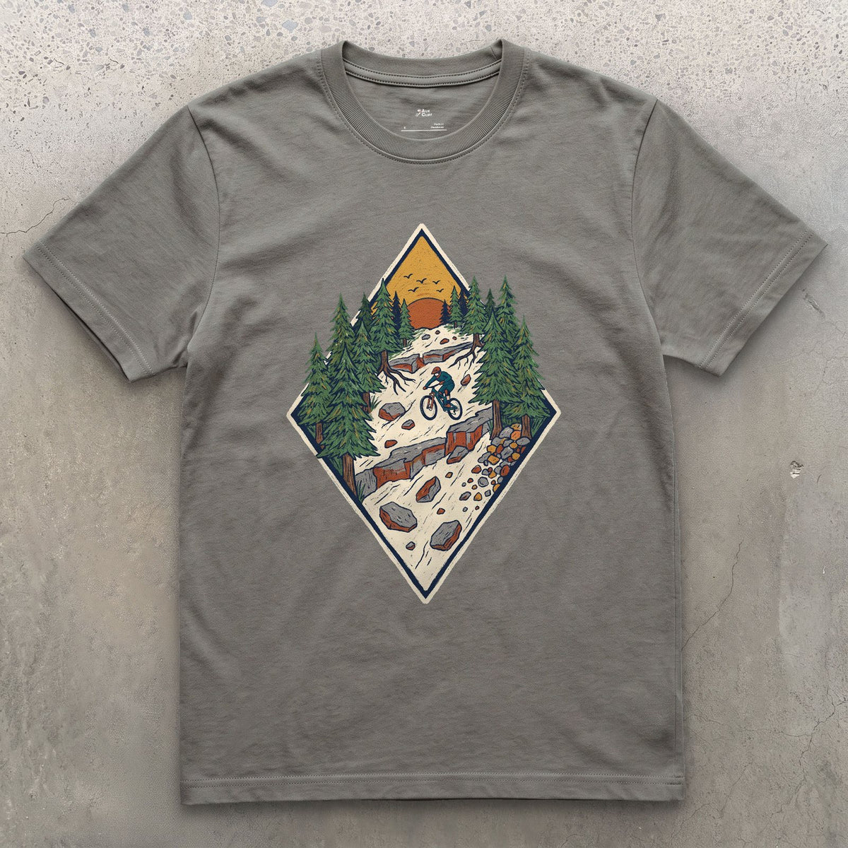 The Chute Behind the Diamond design on a Charcoal Gildan Softstyle t-shirt