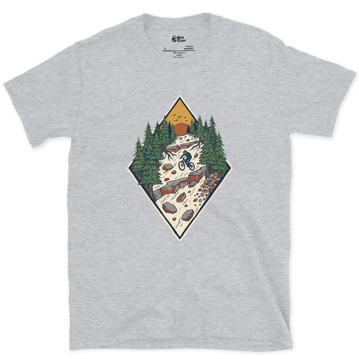 The Chute Behind the Diamond design on a Sport Grey Gildan Softstyle t-shirt