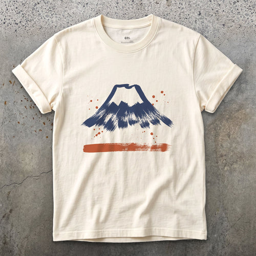 The Cone and the Snow Line, Fuji design on a Natural Gildan Softstyle t-shirt