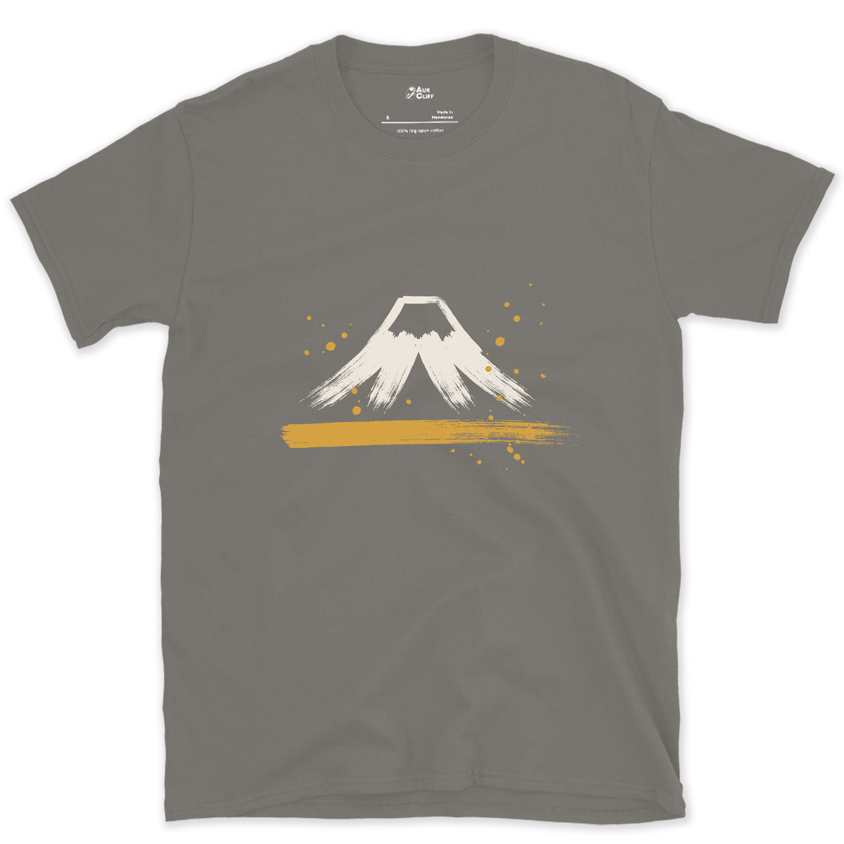 The Cone and the Snow Line, Fuji design on a Charcoal Gildan Softstyle t-shirt