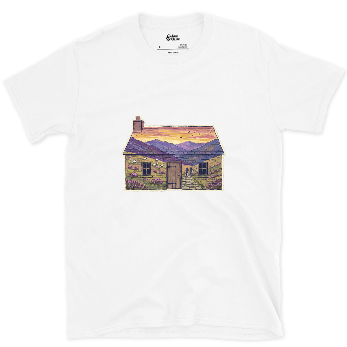 The Glen Outside the Bothy design on a White Gildan Softstyle t-shirt