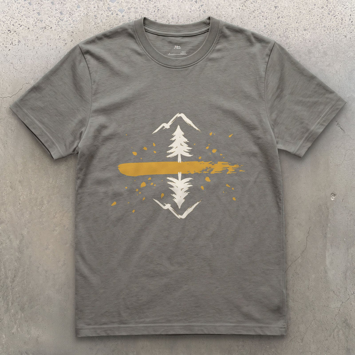 The Lake Holds It Twice design on a Charcoal Gildan Softstyle t-shirt