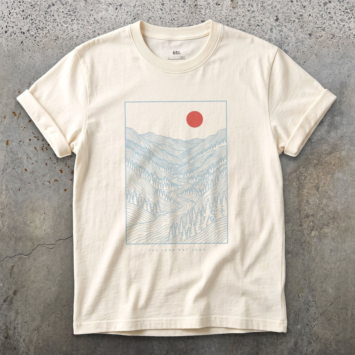 Down Into the Valley Before Dark design on a Natural Gildan Softstyle t-shirt