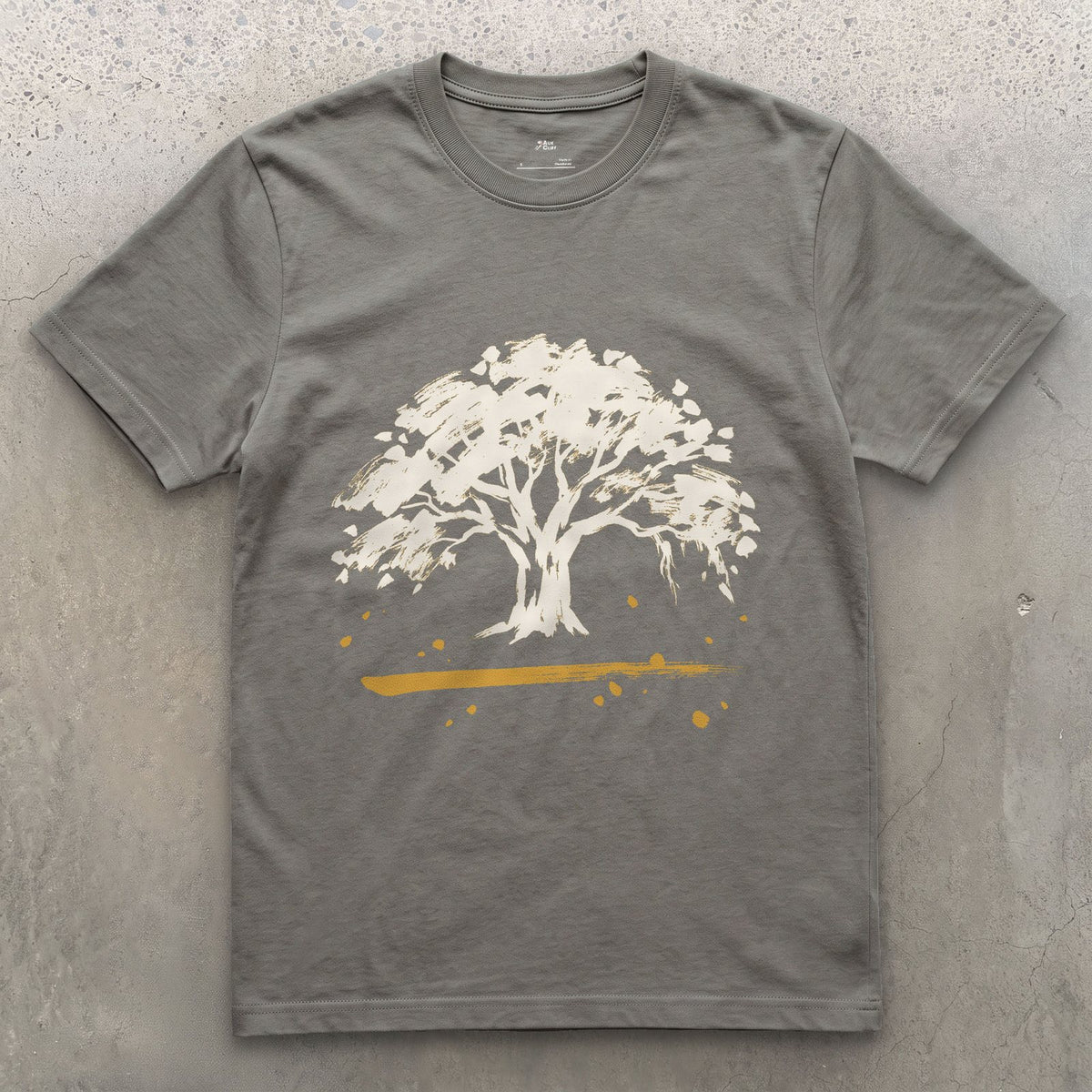 The Oak Goes Wide design on a Charcoal Gildan Softstyle t-shirt