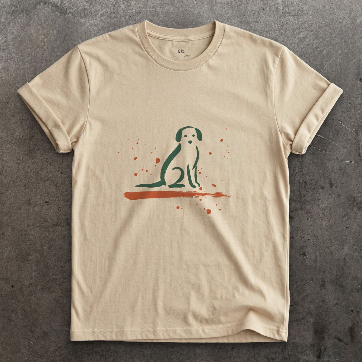 The Patient Sit design on a Sand Gildan Softstyle t-shirt