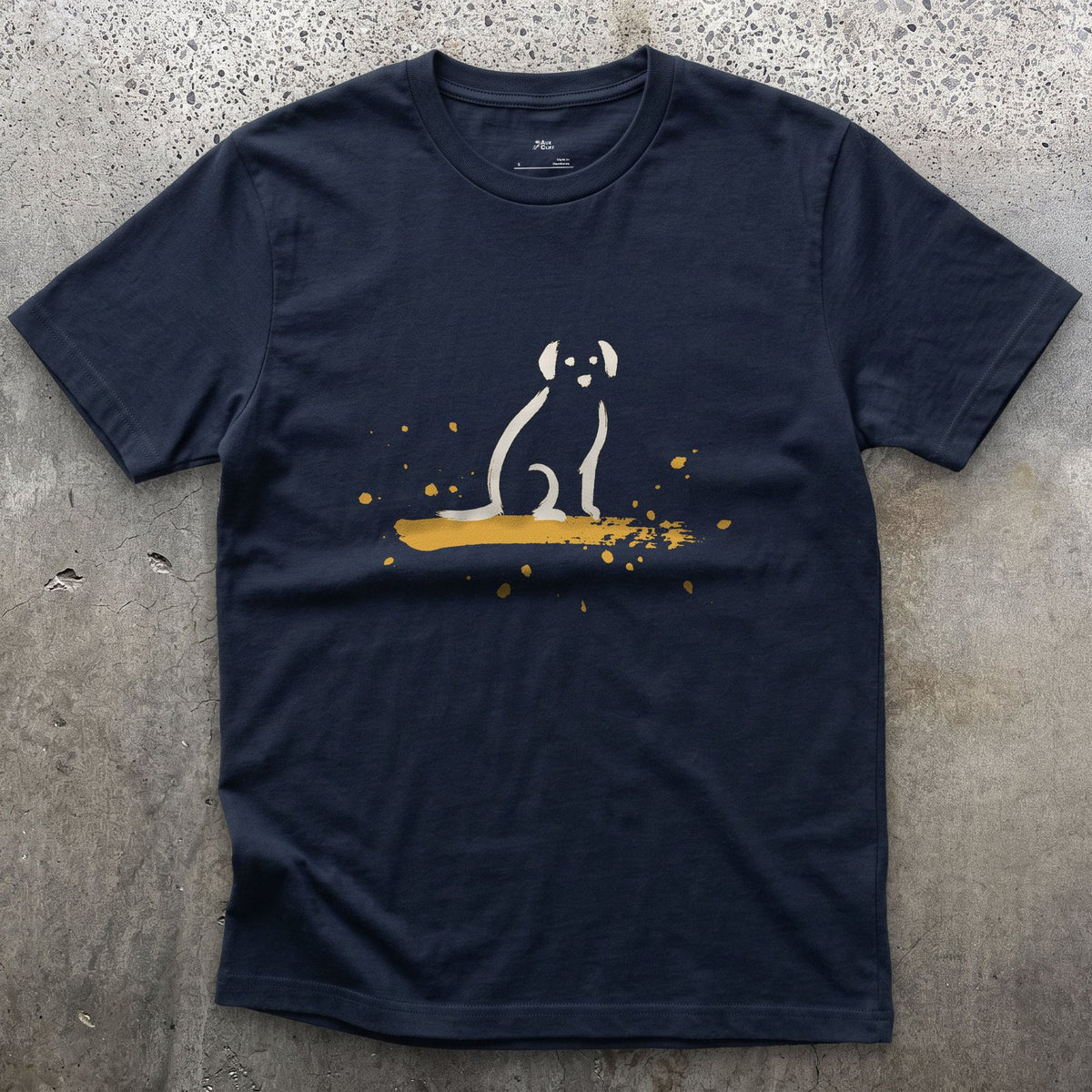 The Patient Sit design on a Navy Gildan Softstyle t-shirt