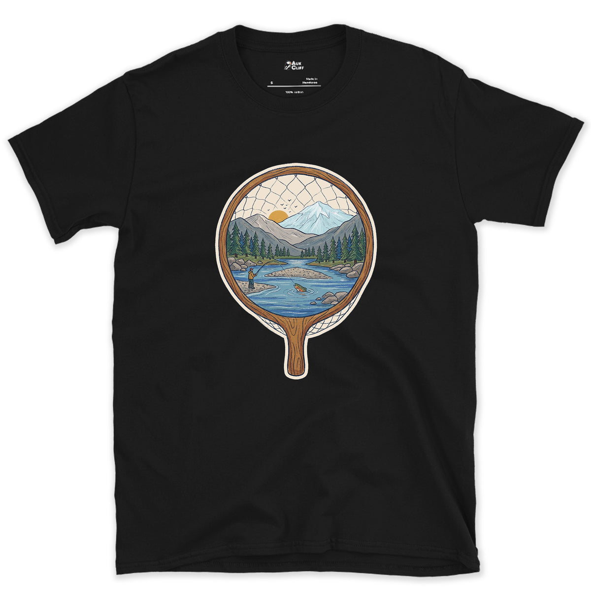 The Pool Inside the Landing Net design on a Black Gildan Softstyle t-shirt
