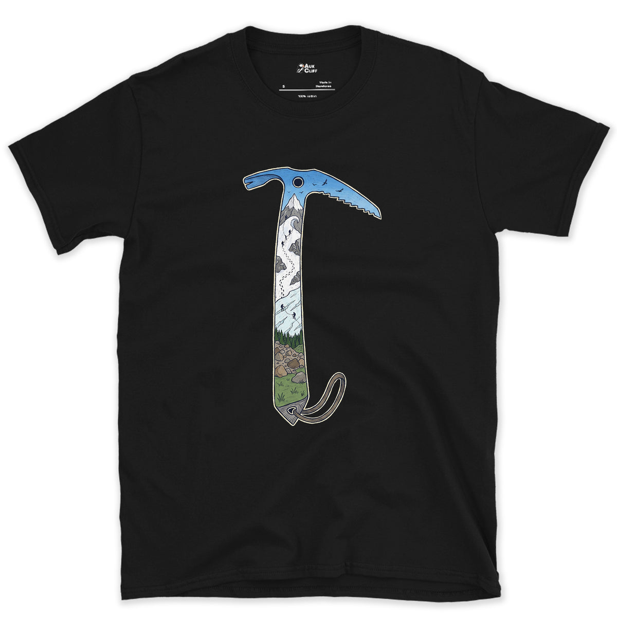 The Whole Climb in One Axe design on a Black Gildan Softstyle t-shirt