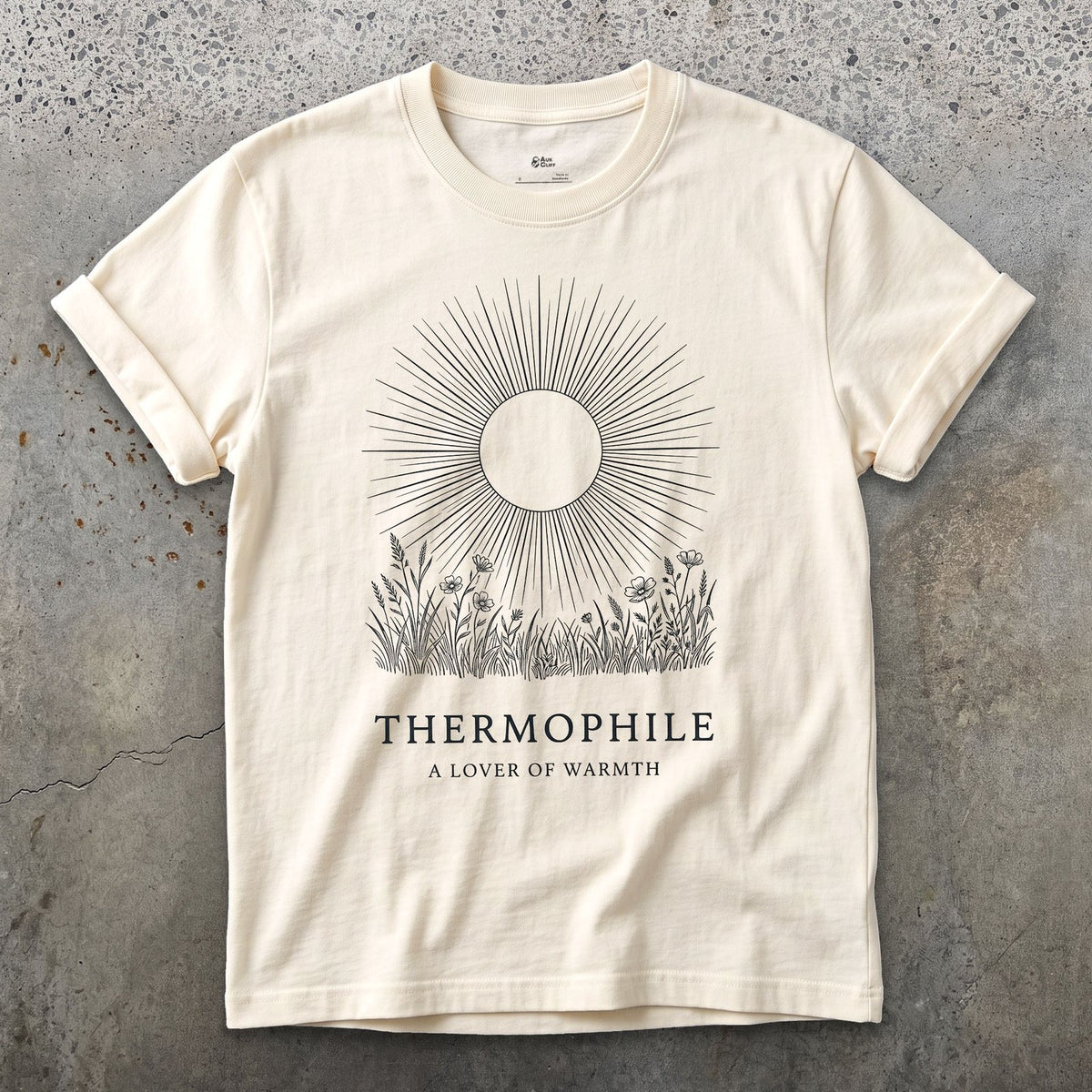 Thermophile design on a Natural Gildan Softstyle t-shirt