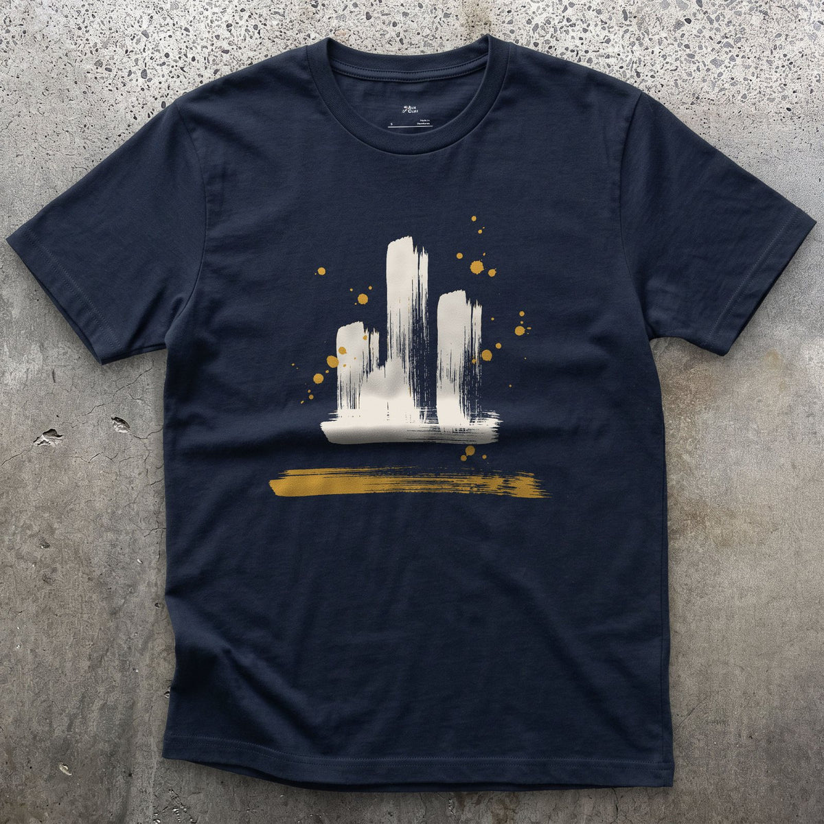Three Towers Side by Side, Tre Cime design on a Navy Gildan Softstyle t-shirt