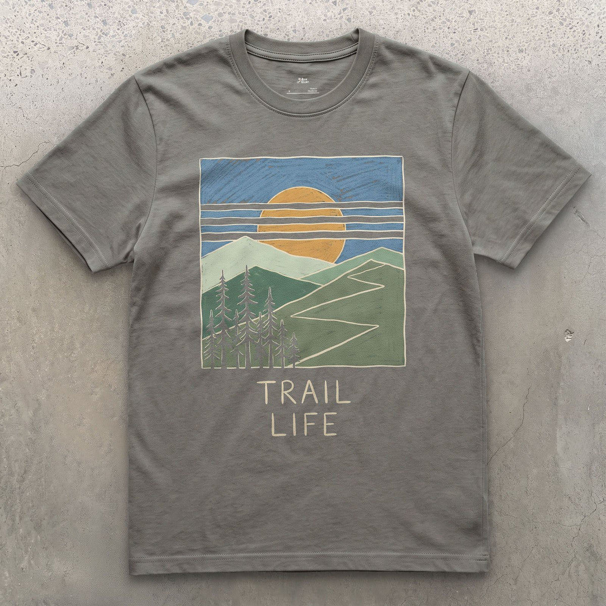 Trail Life on a Sunlit Climb design on a Charcoal Gildan Softstyle t-shirt