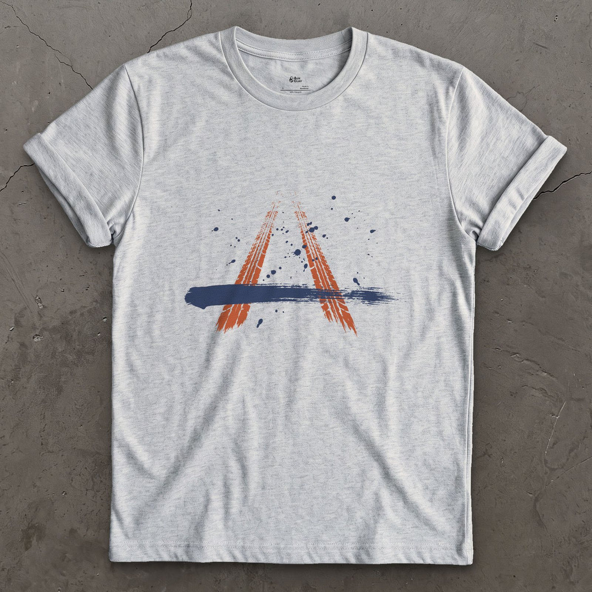 Two Tracks, No Vehicle design on a Sport Grey Gildan Softstyle t-shirt