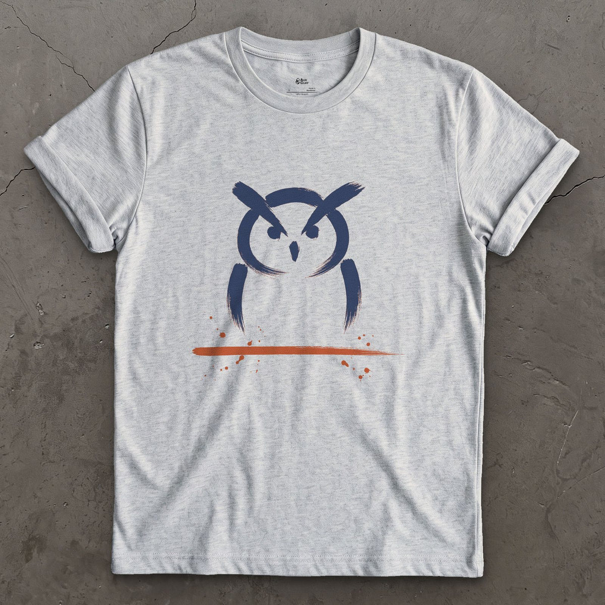 Two Tufts and a Stare design on a Sport Grey Gildan Softstyle t-shirt