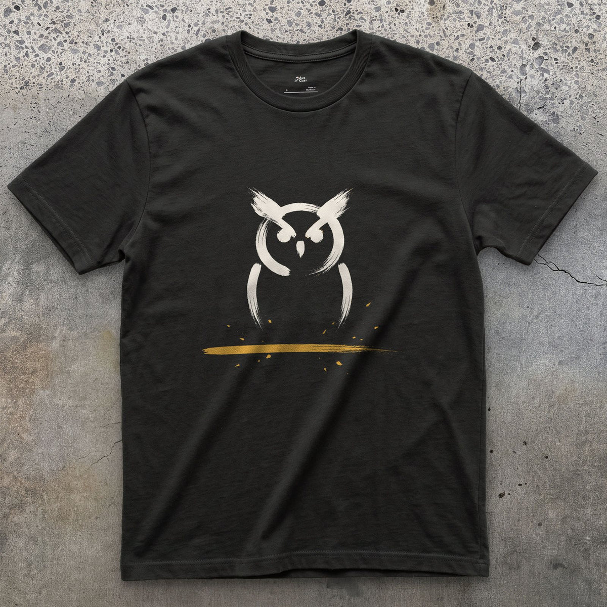 Two Tufts and a Stare design on a Black Gildan Softstyle t-shirt