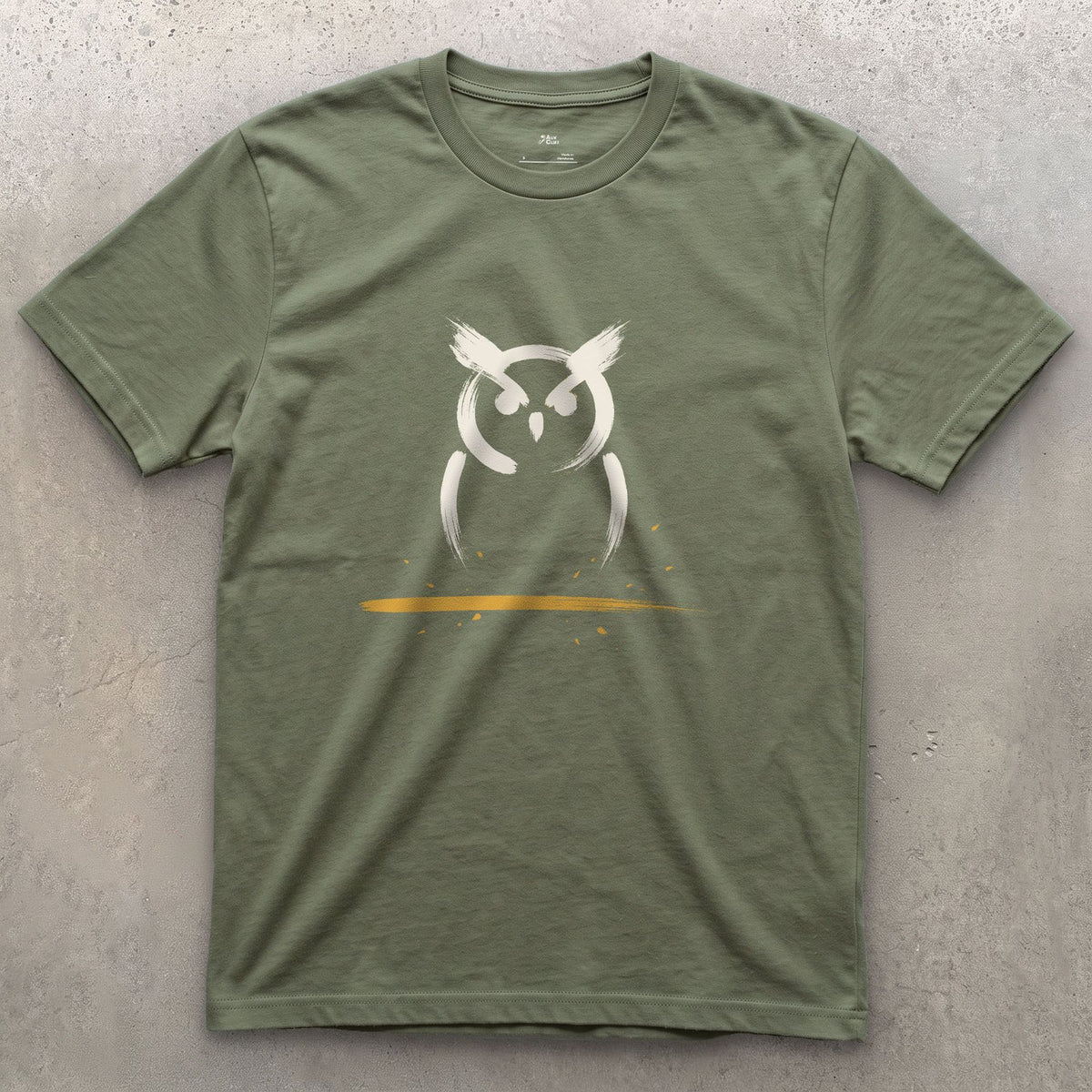 Two Tufts and a Stare design on a Military Green Gildan Softstyle t-shirt