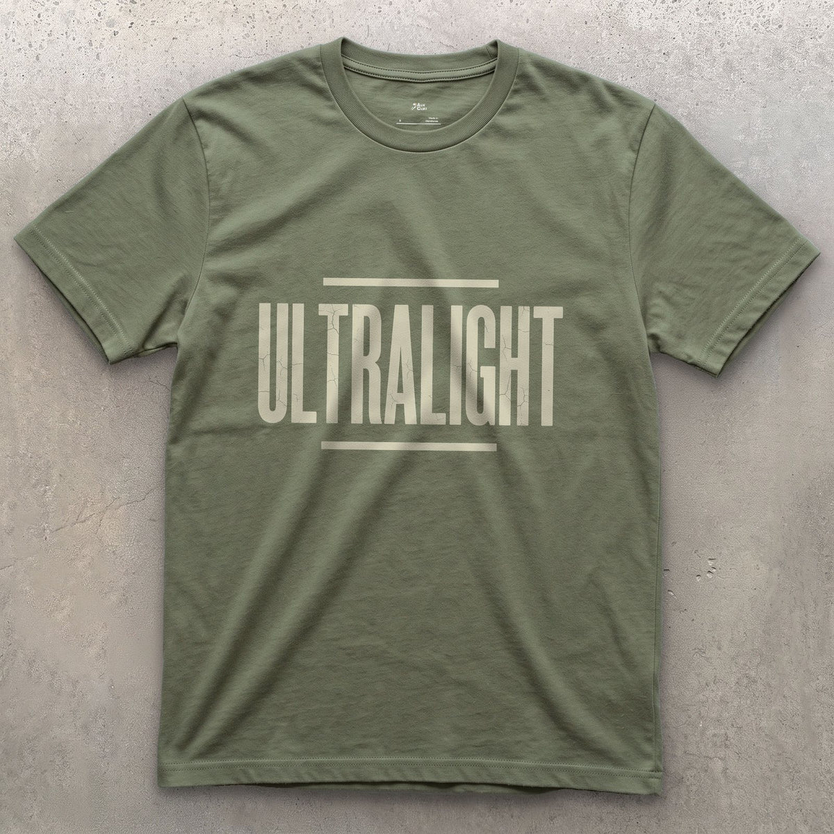 Ultralight, Cut Down to the Smallest Pack design on a Military Green Gildan Softstyle t-shirt
