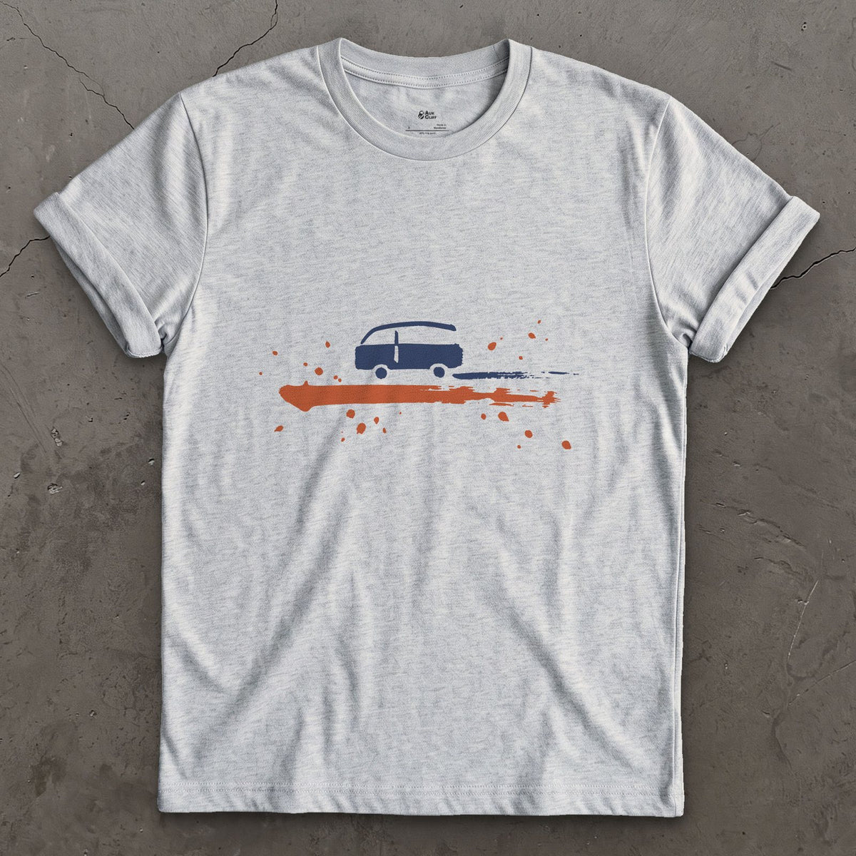 Van, End of the Track design on a Sport Grey Gildan Softstyle t-shirt