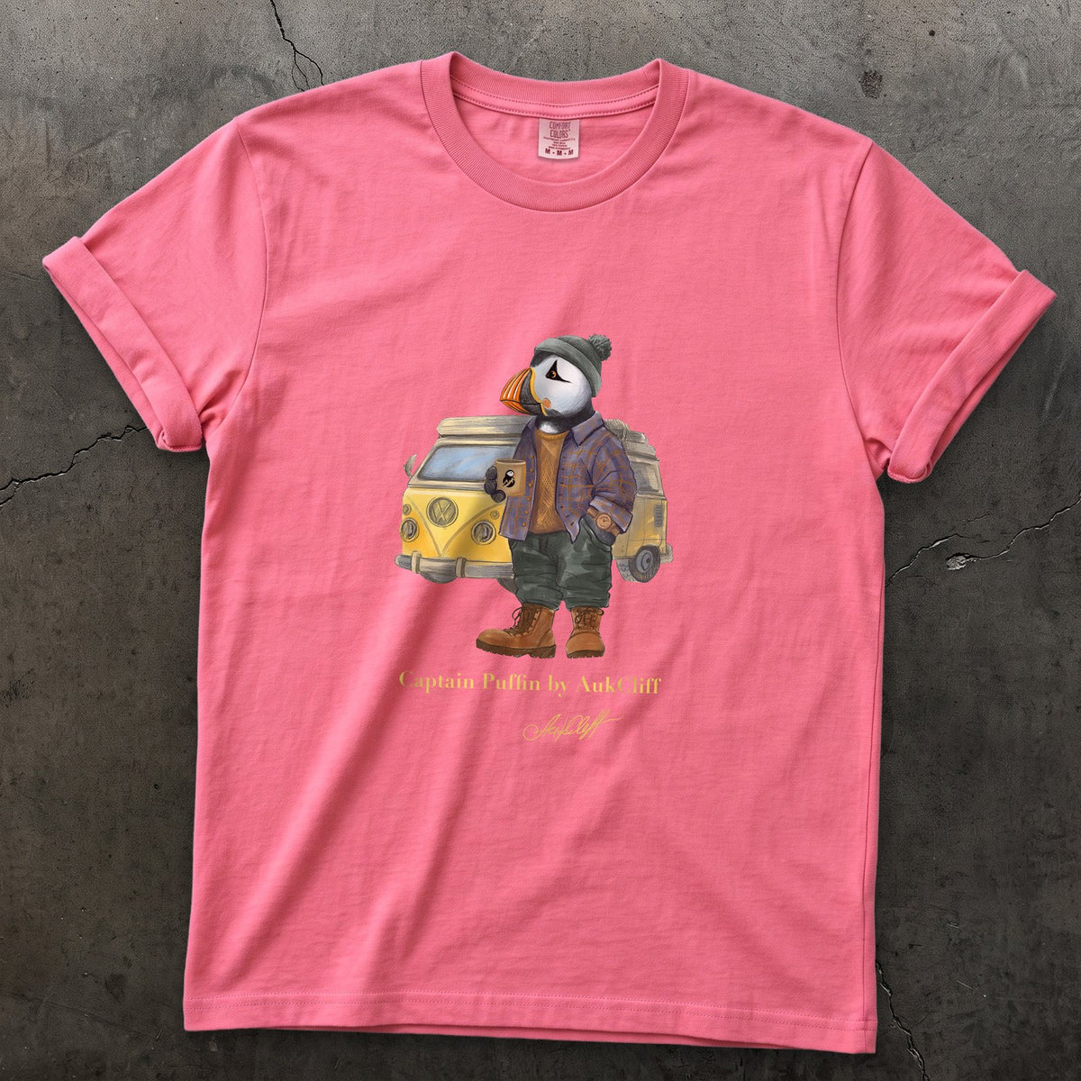 Captain Puffin Van Life on a Crunchberry Comfort Colors t-shirt