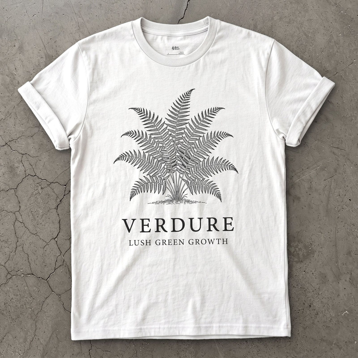 Verdure design on a White Gildan Softstyle t-shirt