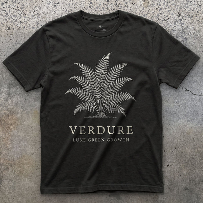 Verdure design on a Black Gildan Softstyle t-shirt