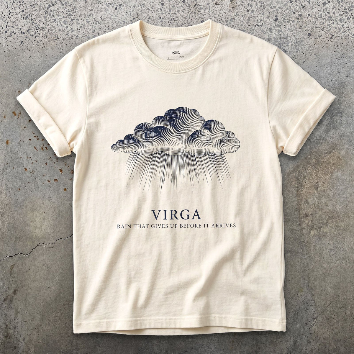 Virga, Rain That Gives Up Before it Arrives design on a Natural Gildan Softstyle t-shirt