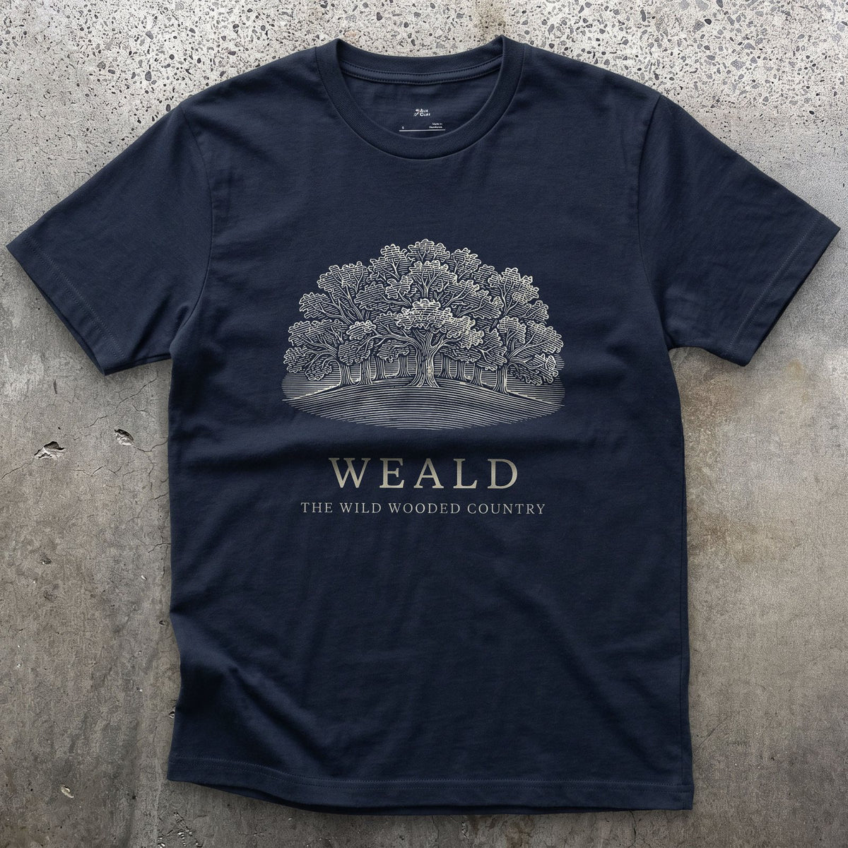 Weald design on a Navy Gildan Softstyle t-shirt