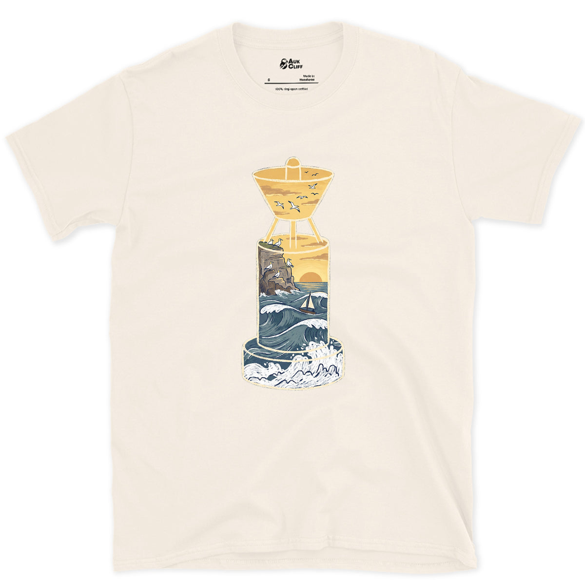 West Cardinal, Atlantic Swell design on a Natural Gildan Softstyle t-shirt