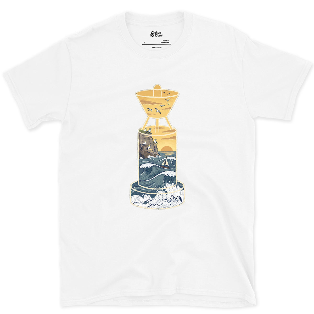 West Cardinal, Atlantic Swell design on a White Gildan Softstyle t-shirt