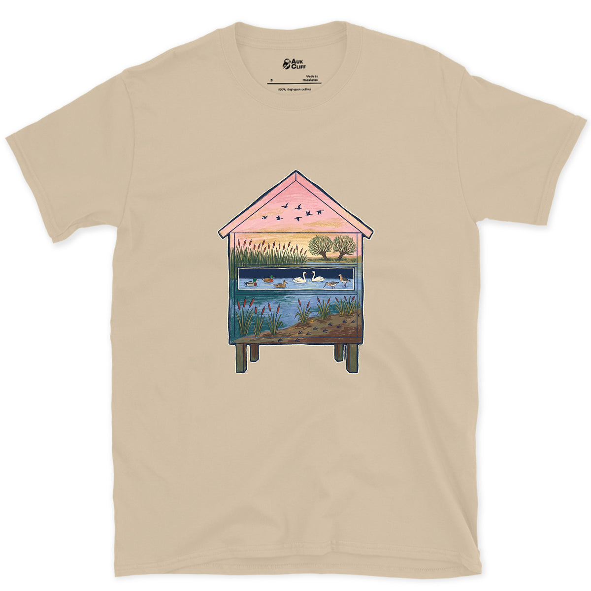 What the Hide Looks Out On design on a Sand Gildan Softstyle t-shirt
