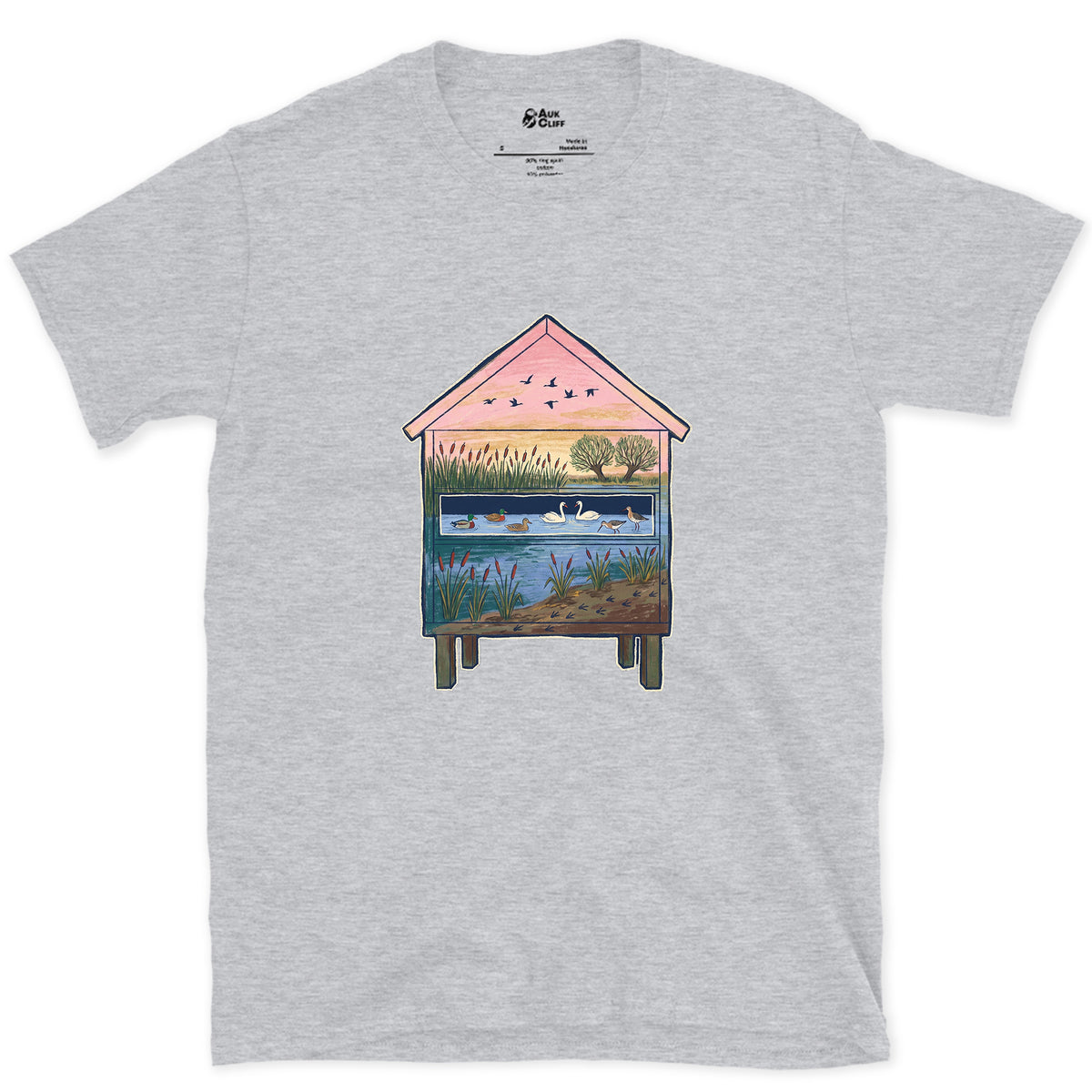 What the Hide Looks Out On design on a Sport Grey Gildan Softstyle t-shirt