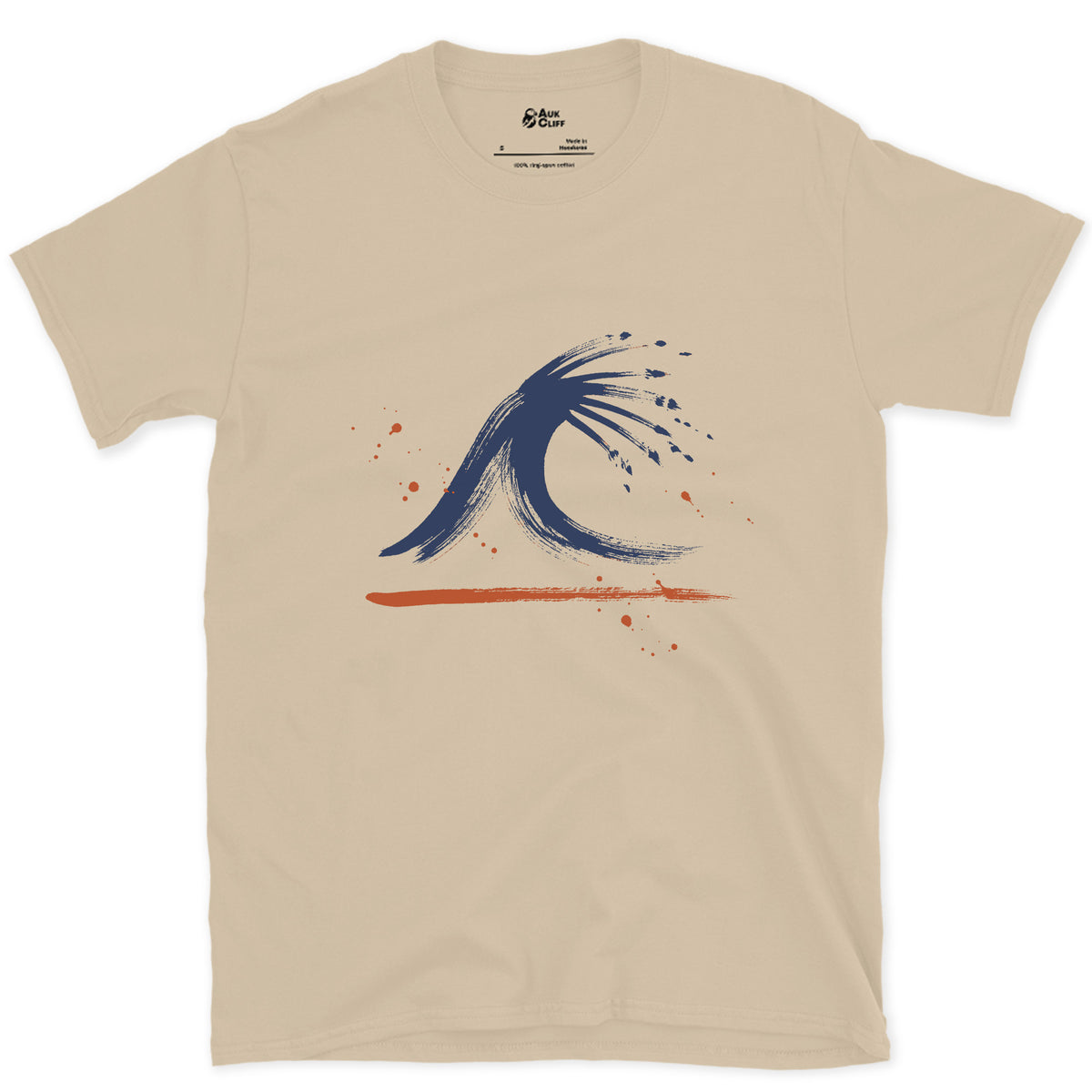 Offshore Wind Blowing the Top Back design on a Sand Gildan Softstyle t-shirt
