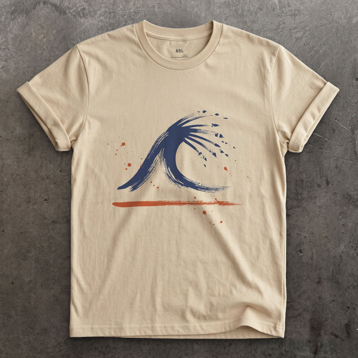Offshore Wind Blowing the Top Back design on a Sand Gildan Softstyle t-shirt
