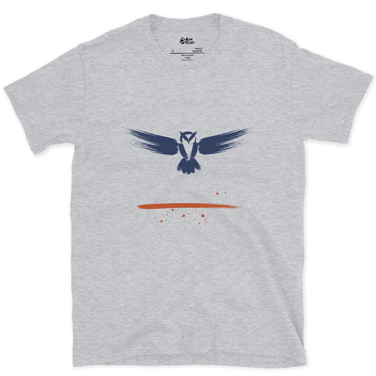 Wings Wide, Face On design on a Sport Grey Gildan Softstyle t-shirt