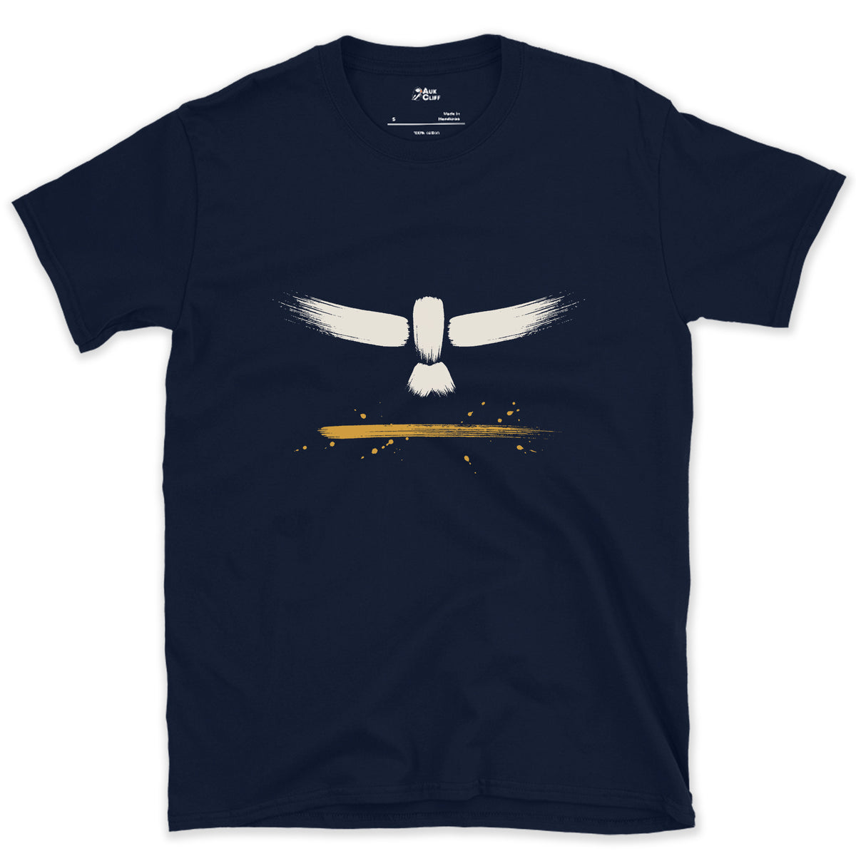 Wings Wide, Face On design on a Navy Gildan Softstyle t-shirt