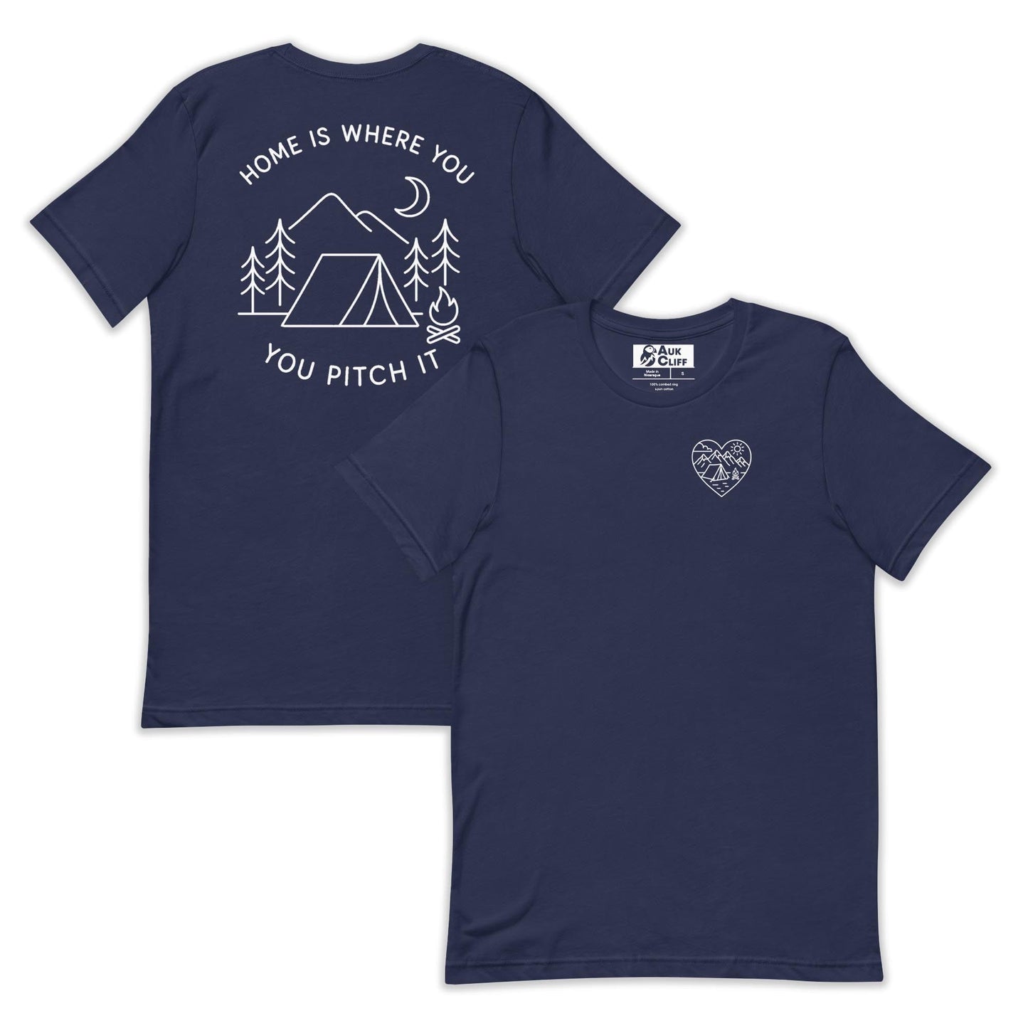 AukCliff Back Print T-shirt Navy / S Love Camping T-shirt