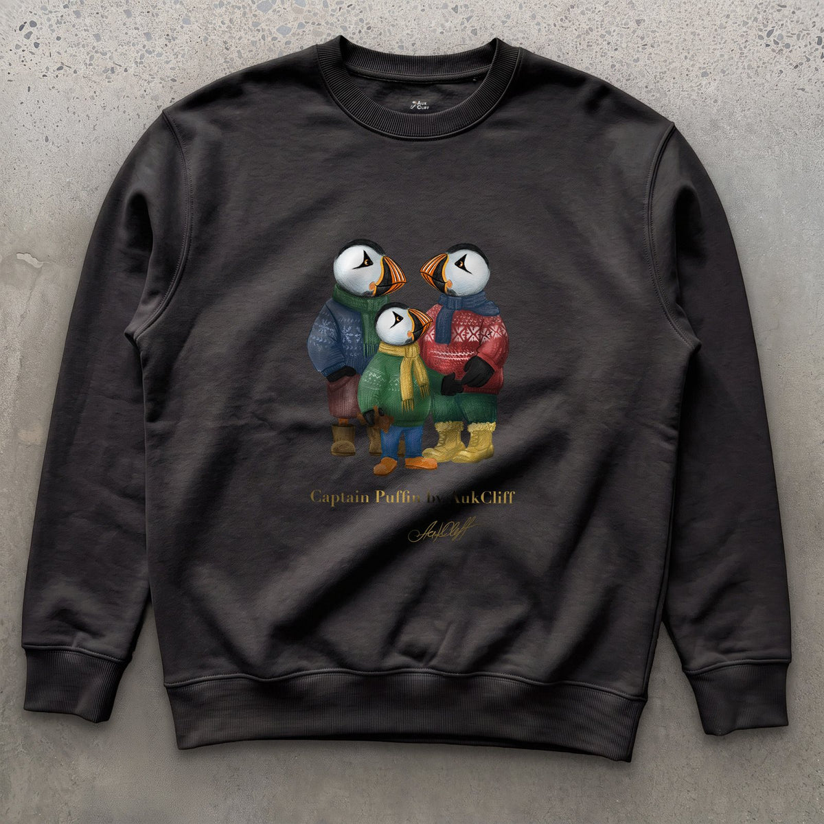 AukCliff Captain Puffin Sweatshirt Black / S Captain Puffin™ “Festive Family” Sweatshirt