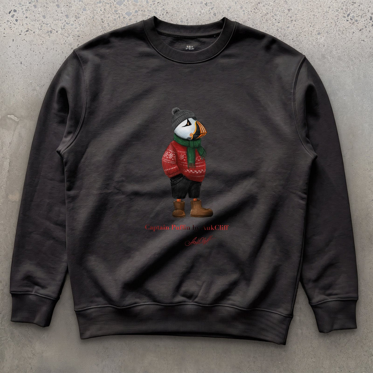 AukCliff Captain Puffin Sweatshirt Black / S Captain Puffin™ “Festive Puffin” Sweatshirt