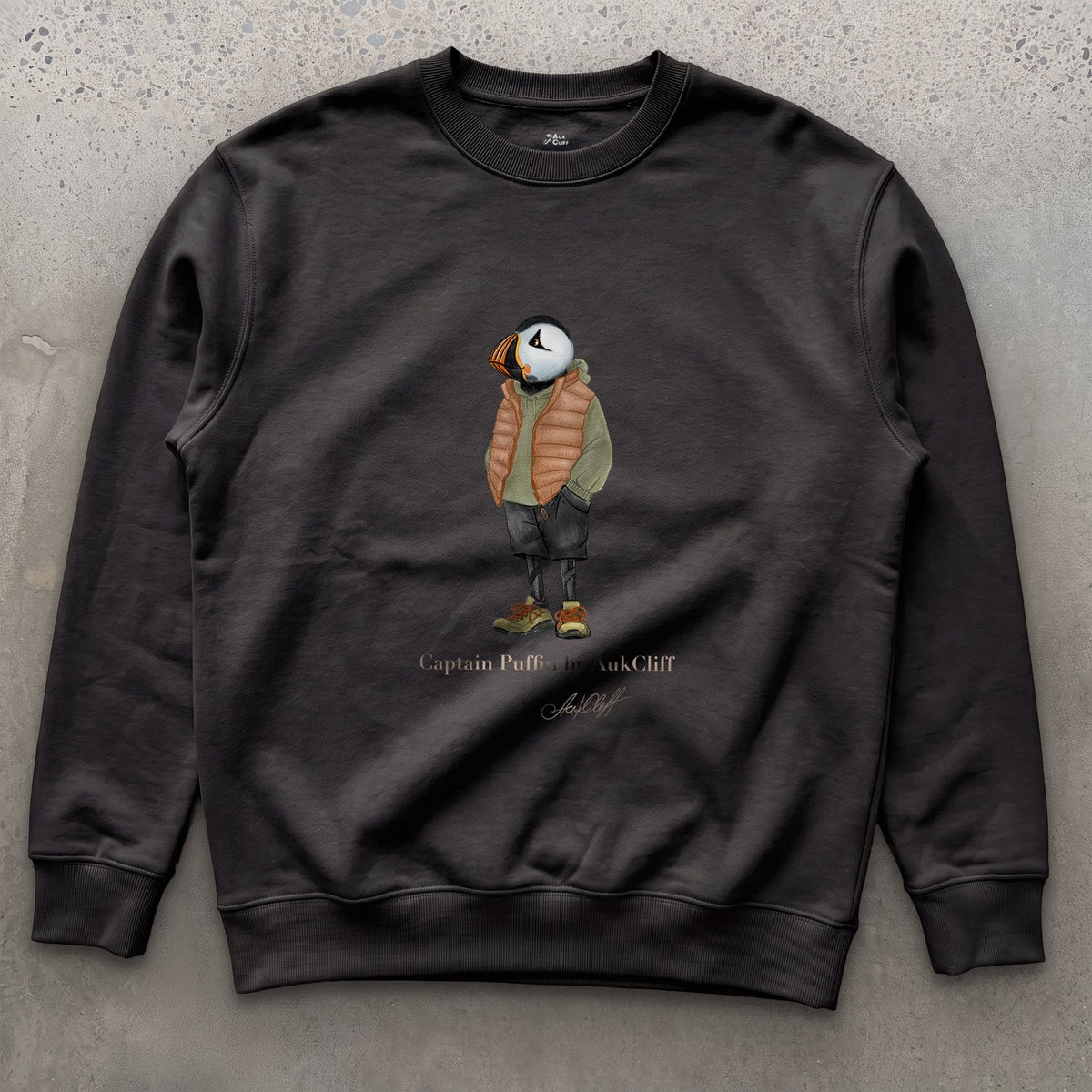 AukCliff® Captain Puffin Sweatshirt Black / S Captain Puffin “New Zealand Tramper” Sweatshirt
