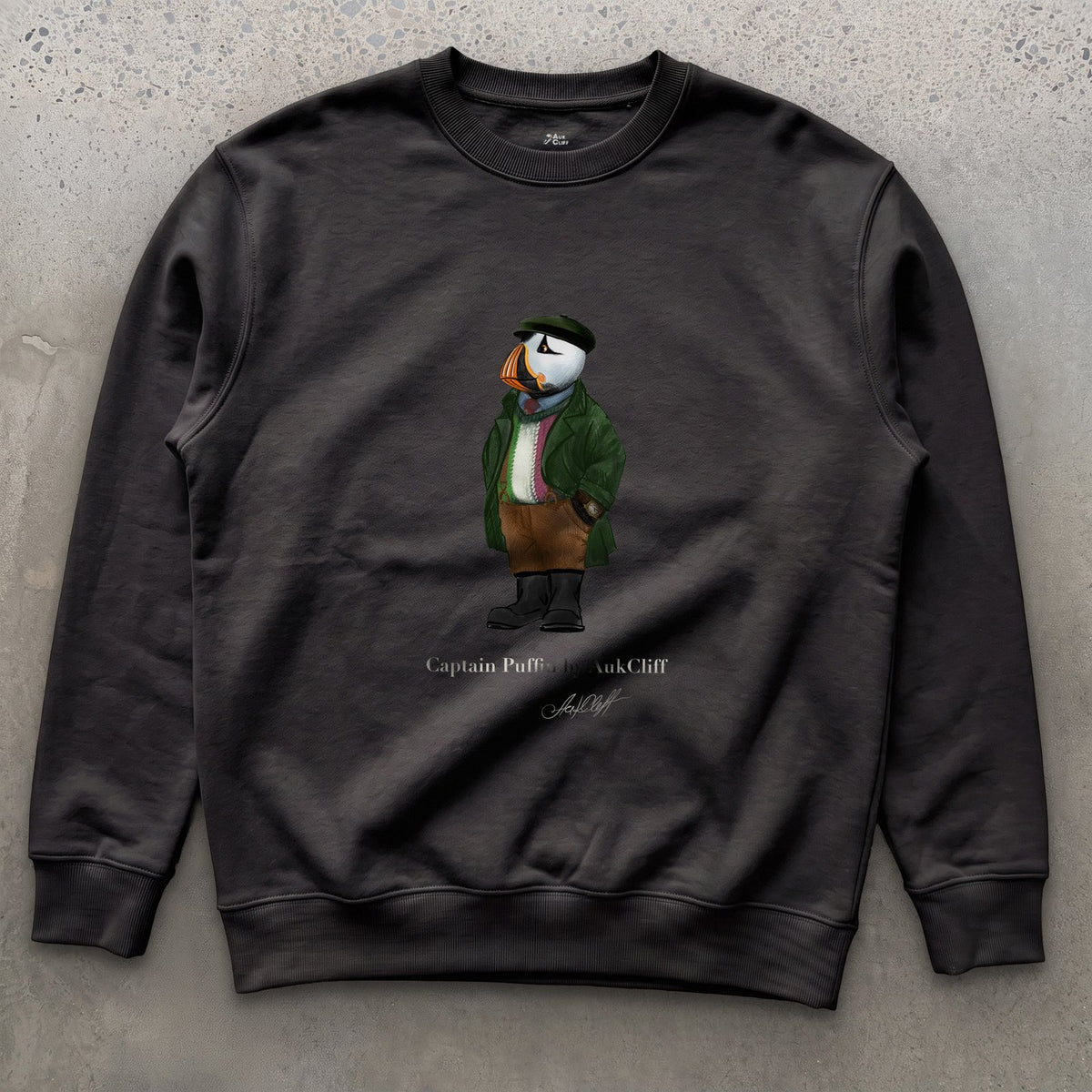 AukCliff® Captain Puffin Sweatshirt Black / S Captain Puffin™ Republic of Newfoundland Sweatshirt