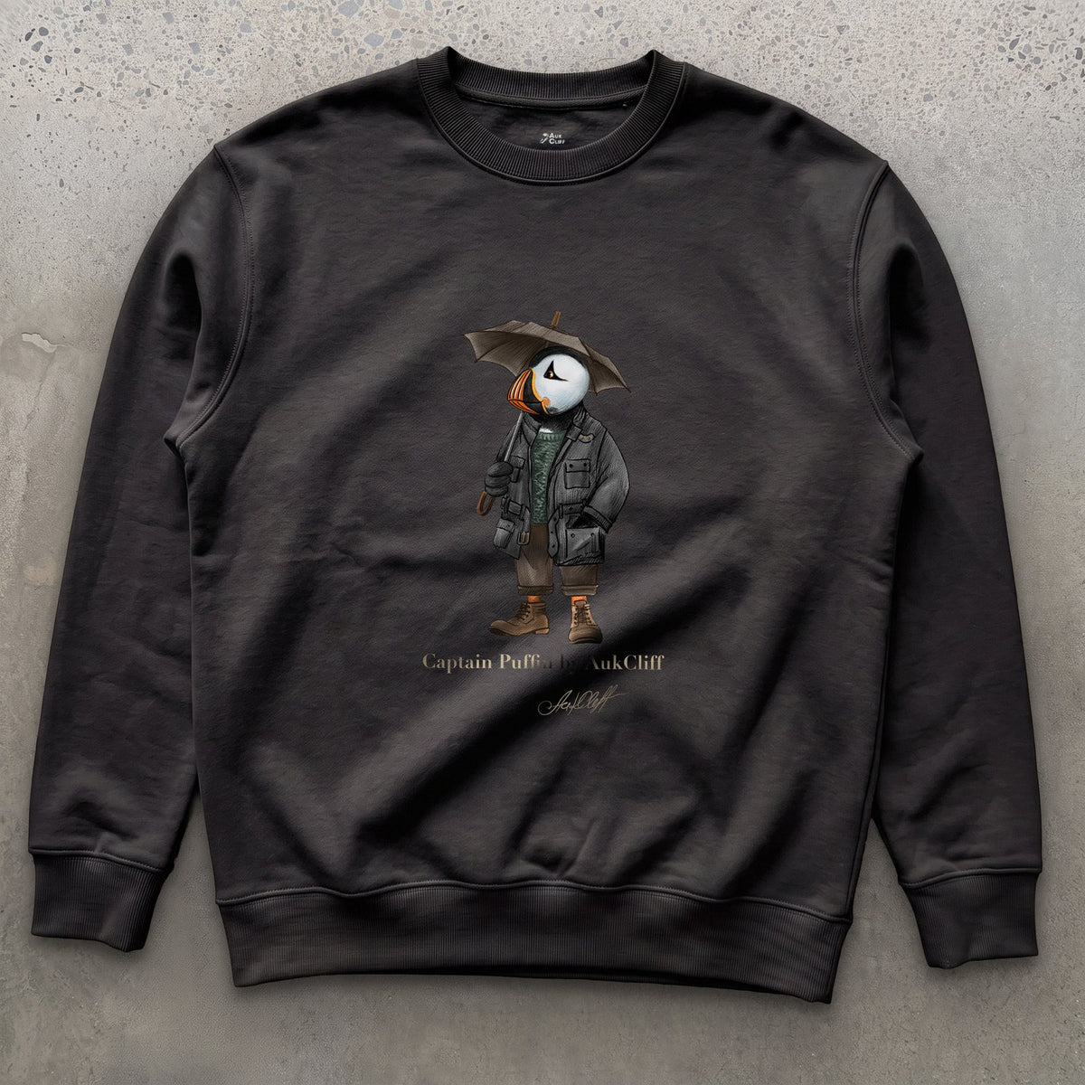 AukCliff® Captain Puffin Sweatshirt Black / S Captain Puffin™ “Waxed Trail Rover” Sweatshirt