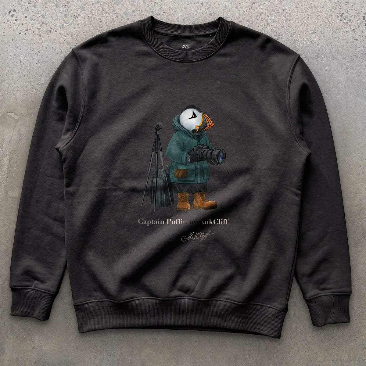 AukCliff Captain Puffin Sweatshirt Black / S Captain Puffin™ Wildlife Photographer Sweatshirt
